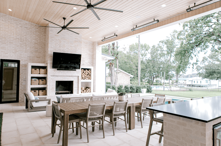 outdoor bar furniture and fireplace