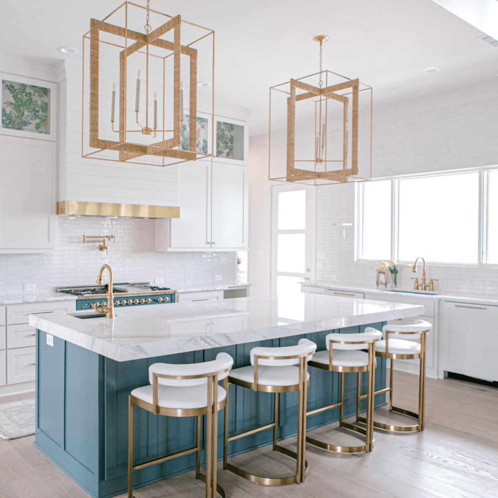 Elegant Kitchen Cabinets White and Teal
